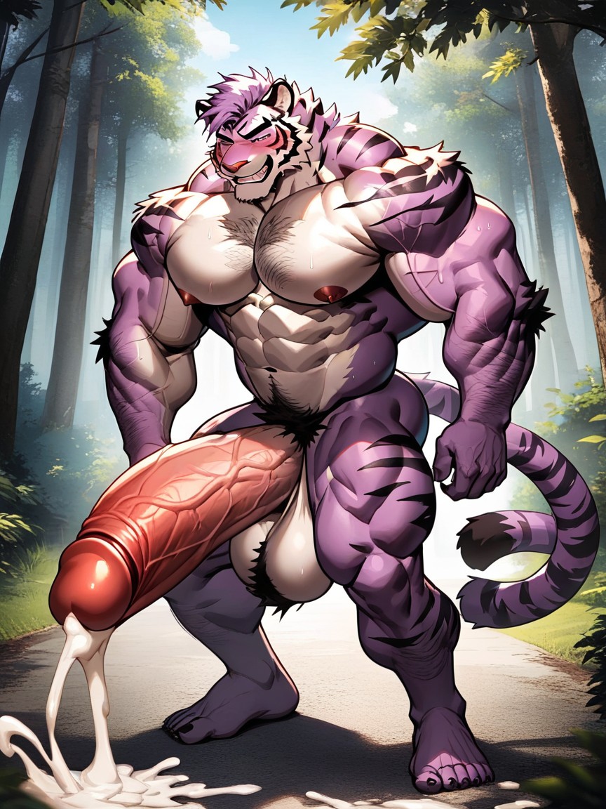 Hairy Massive, Gigantic Muscle, With Dildo Furry AI Porn