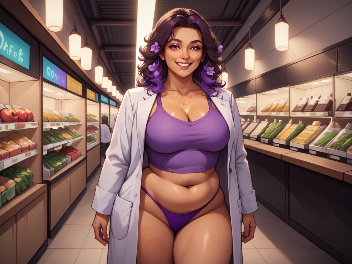 Purple Sandals, Freckles On Breasts, Round Full Ass Hentai AI Porn