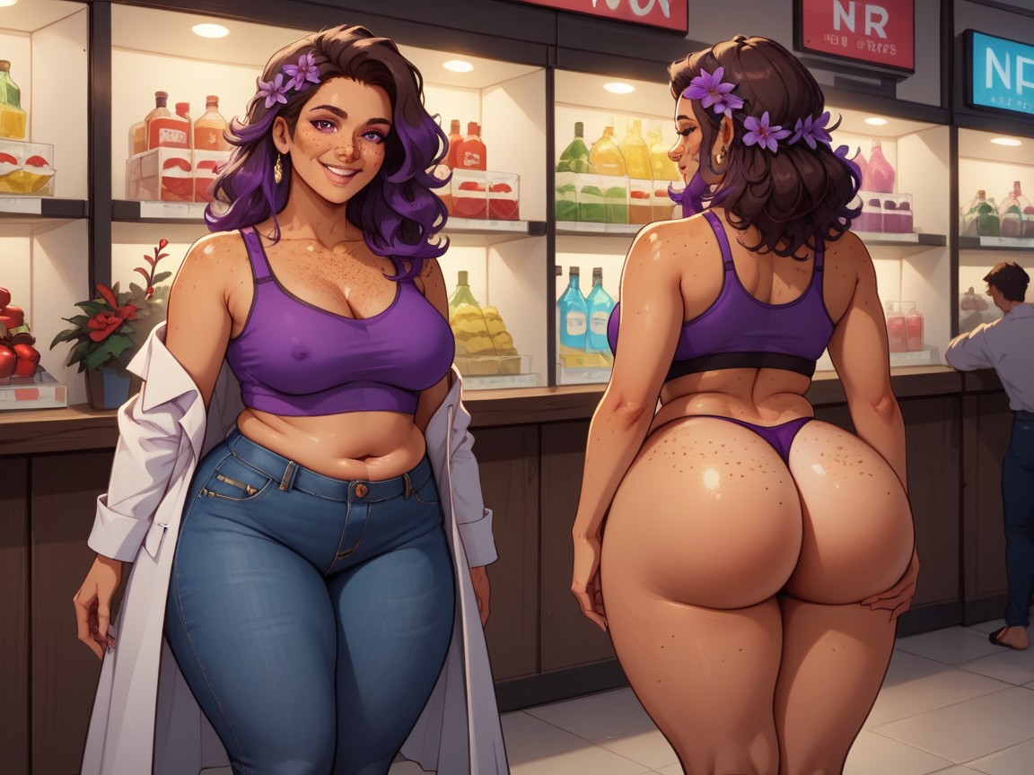 Thick Ass Cheeks, Hips Wider Than Chest, Permed Hair Hentai AI Porn