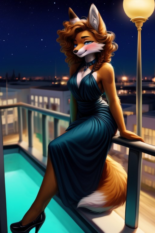 Unhorned Cock, Futanari, Turquoise Eyes Furry AI Porn
