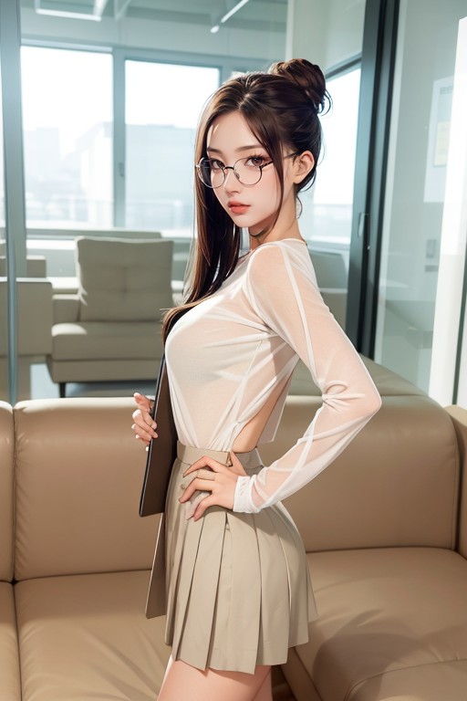 Hands On Hips, Straight Hair, Korean AI Porn