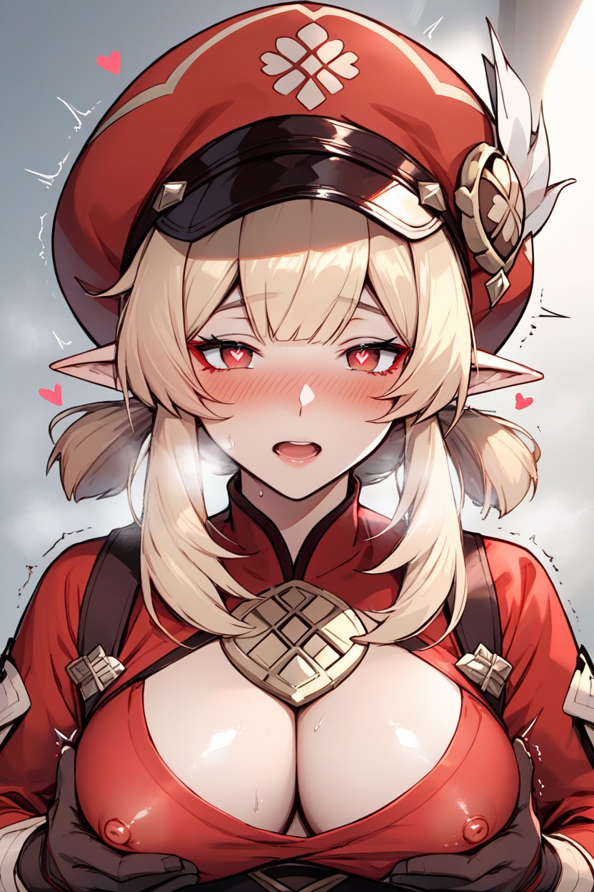 Blushing, Shiny Breasts, Woman Hentai AI Porn
