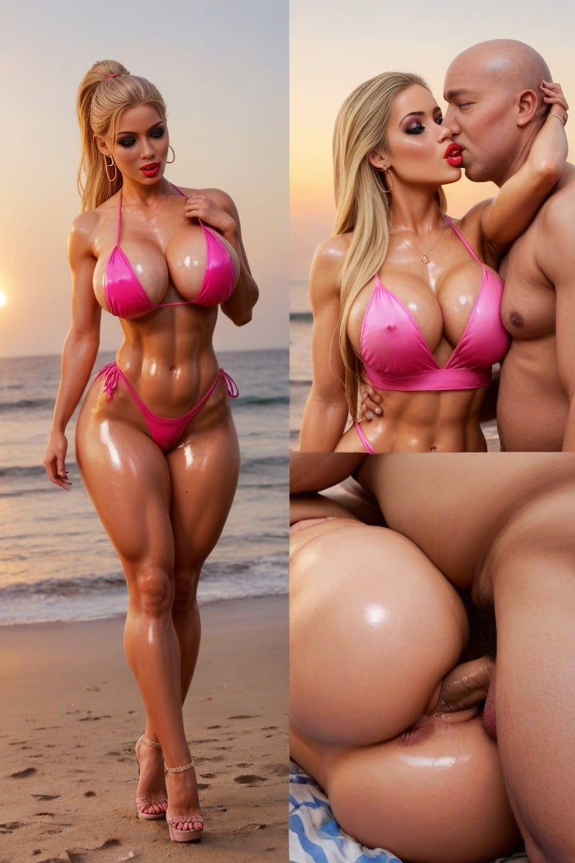 Full Body, Barefoot Woman, Man Orgasm Face AI Porn