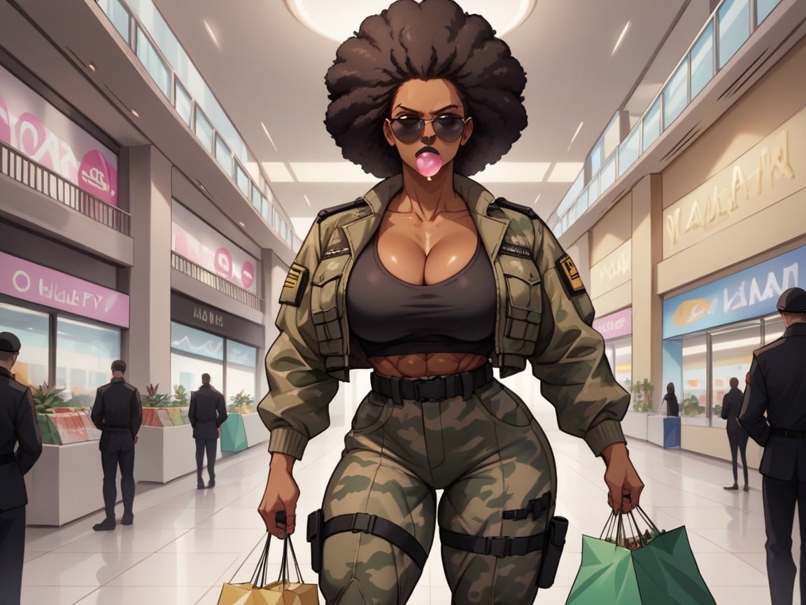 Strong Legs, Massive Firm Breasts, Camo Headband Hentai AI Porn