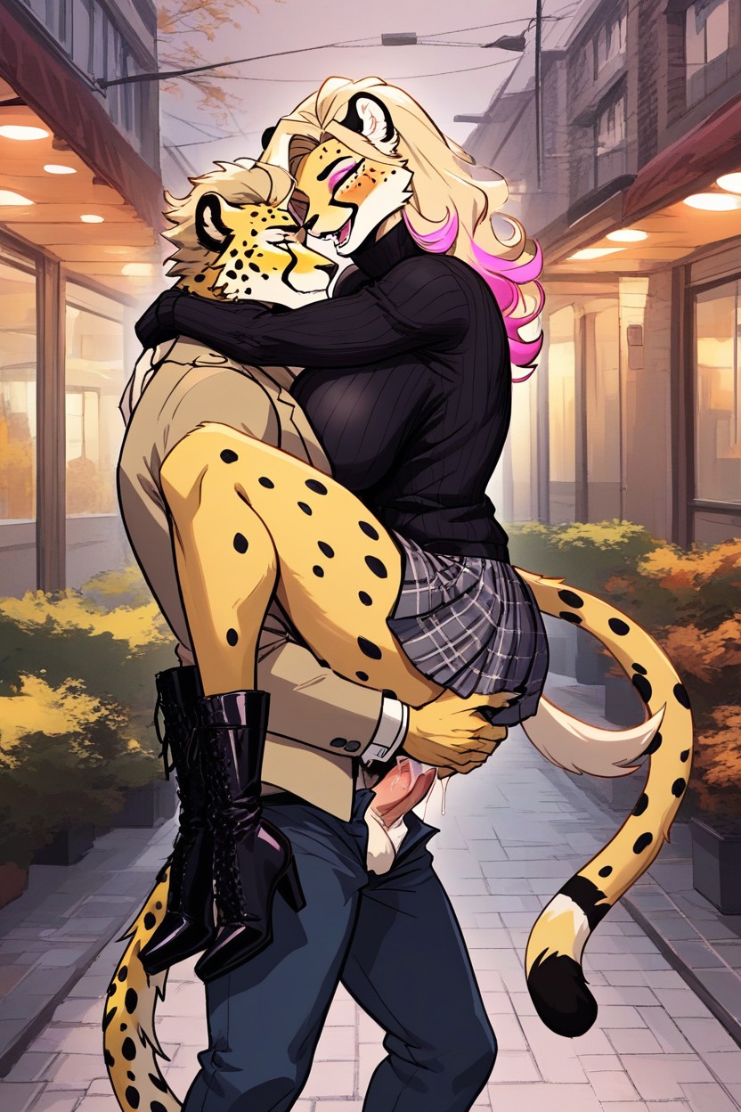 Underpants, Yellow Eyes, Blonde Fur Furry AI Porn