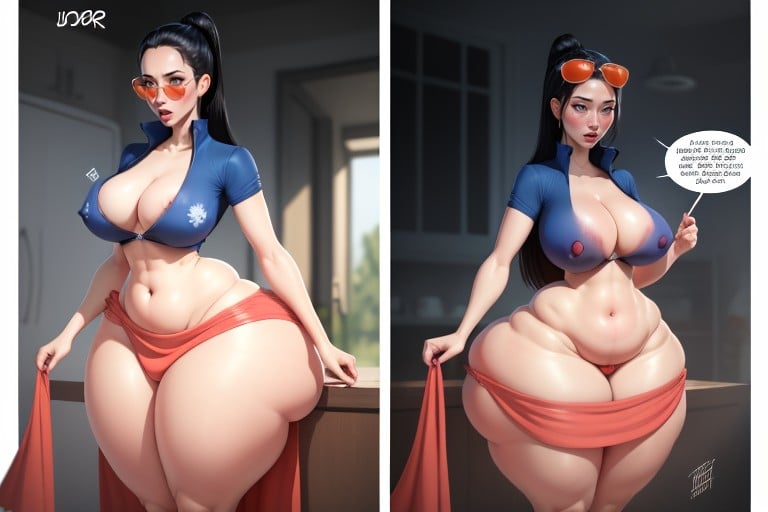 Breast Expansion, Her Belly And Hips Expand Just As Fast As Her Gargantuan Breasts, Nico Robin (one Piece) Hentai AI Porn