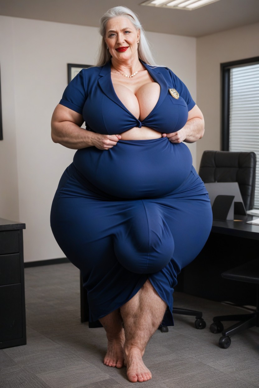 Hyper Pubic Hair, Hair Down, Standing Shemale AI Porn