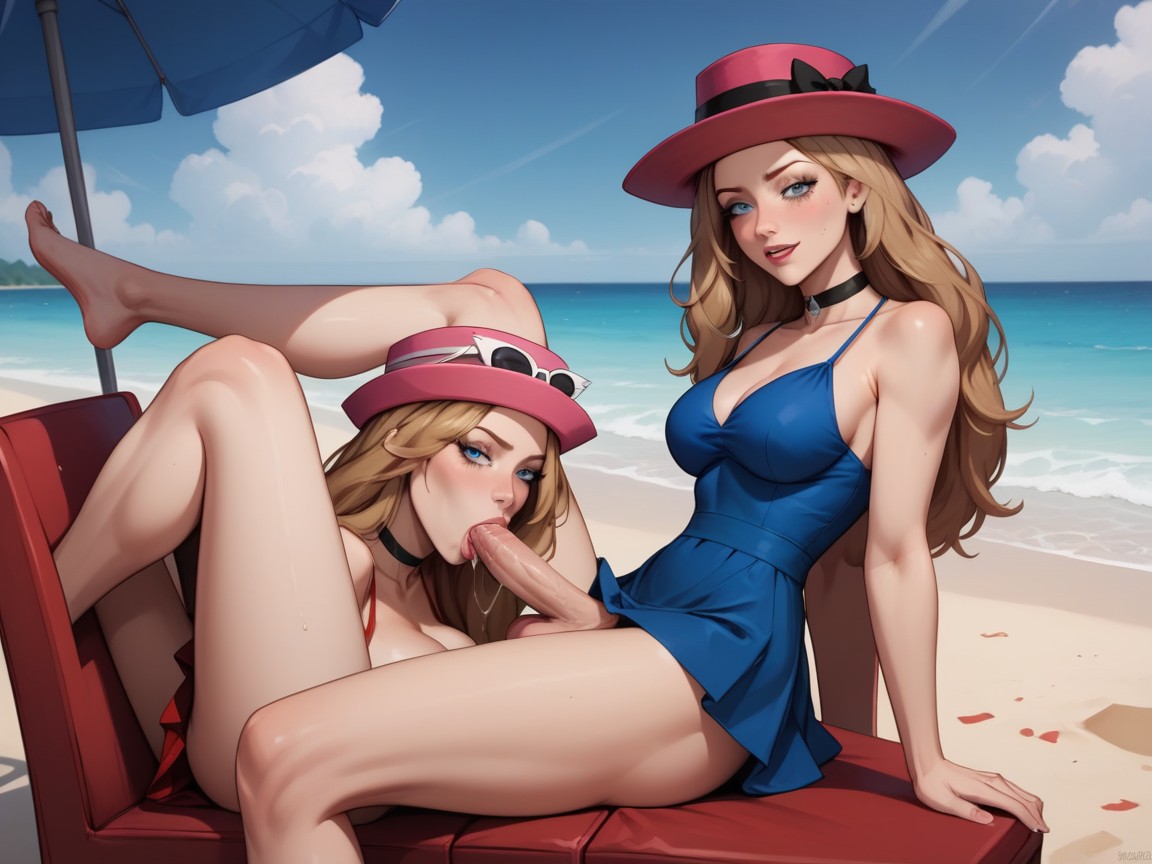 Choker, Beach Dress, Side View Shemale AI Porn