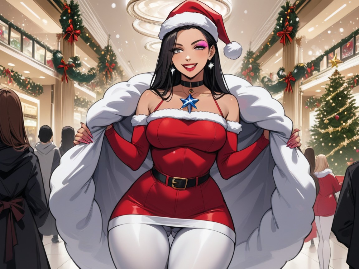 Skinny, White Fur Scarf, Mall AI Porn