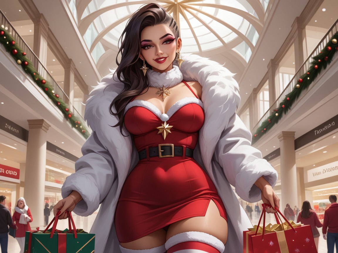 Latina Heiress, Sloped Shoulders, Straight Black Hair Hentai IA