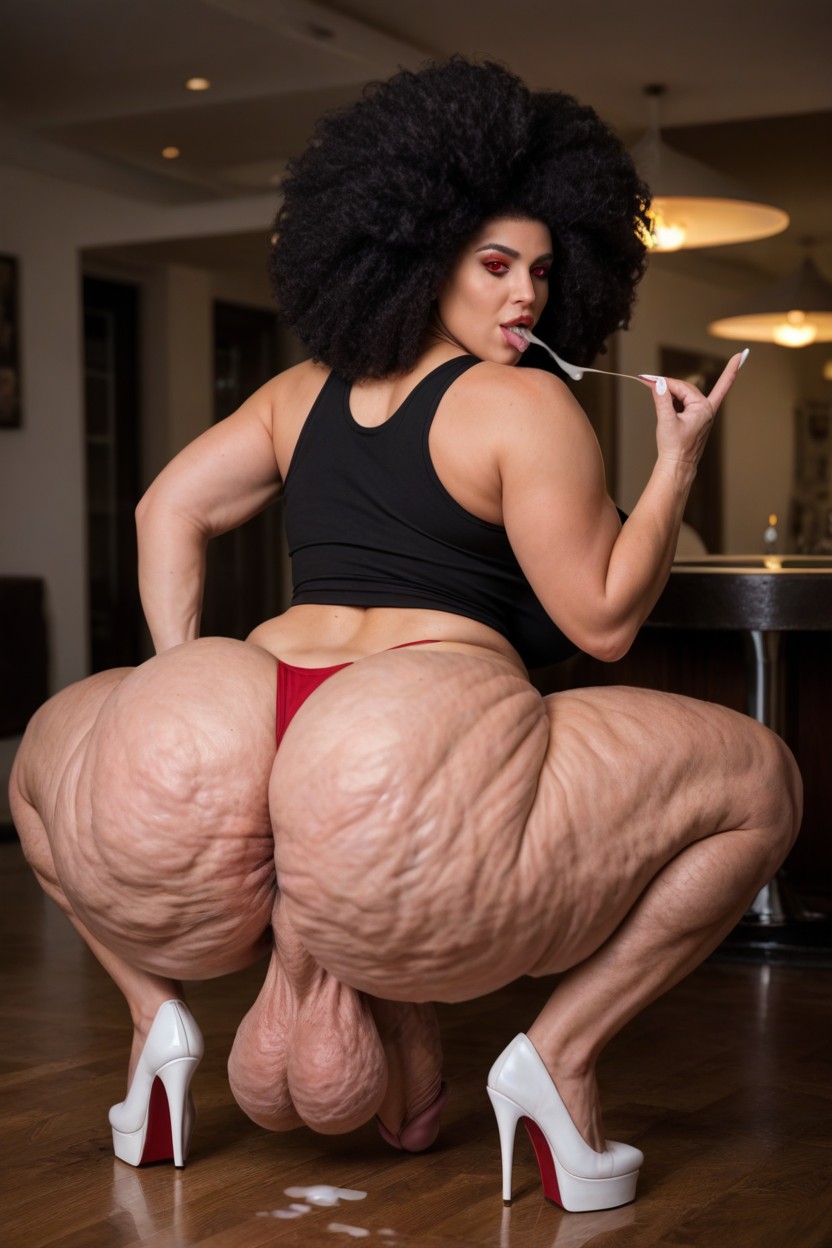Hyper Cellulite Ass, Brazil Native, Black Oily Skin 人妖AI黃片