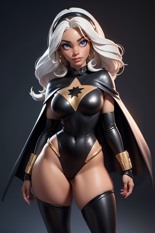 Perfect Body, Long Flowing White Hair, Thick Thighs AI Porn