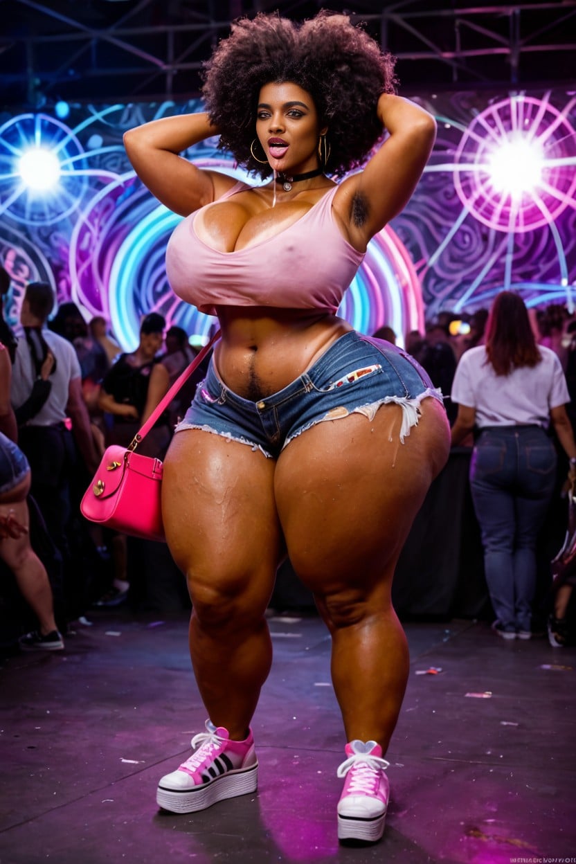 Hyper Hairy Armpits Furry, Cleavage, Tanned Furry Body AI Porn