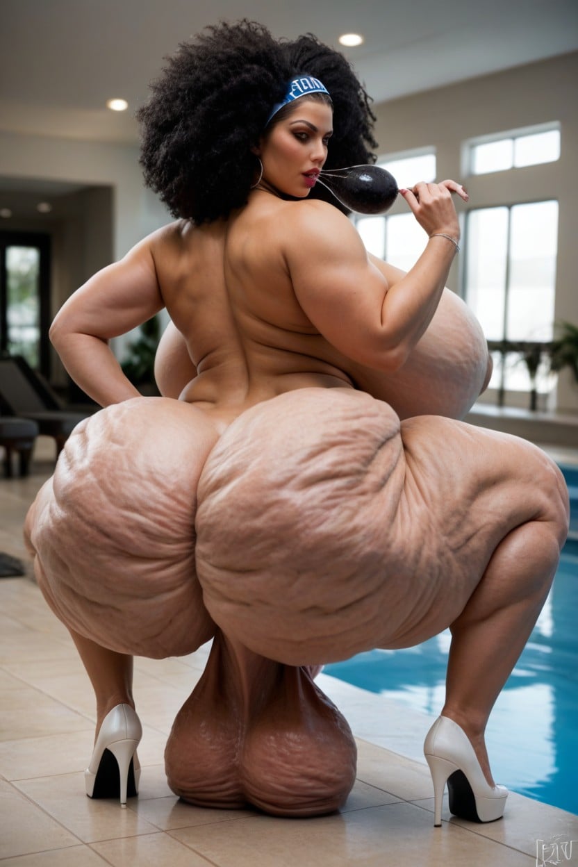 Brown White Skin, Hyper Afro, Smoke Weed Shemale AI Porn