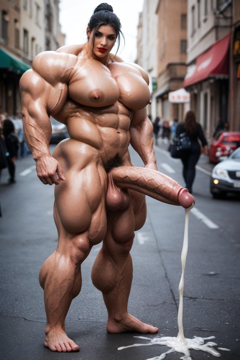 Arms On Hips, Hyper Huge Triceps, Nude Shemale AI Porn