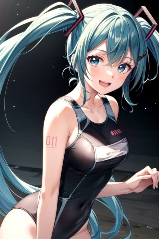 Front View, One-piece Swimsuit, Hatsune Miku AI Gay Porn