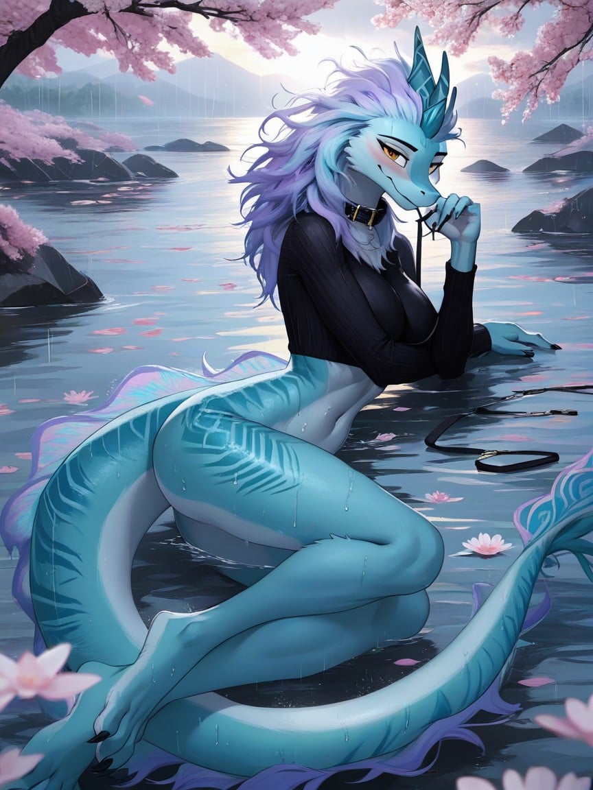 Glowing Body, Swimming, Highly Detailed Furry AI Porn