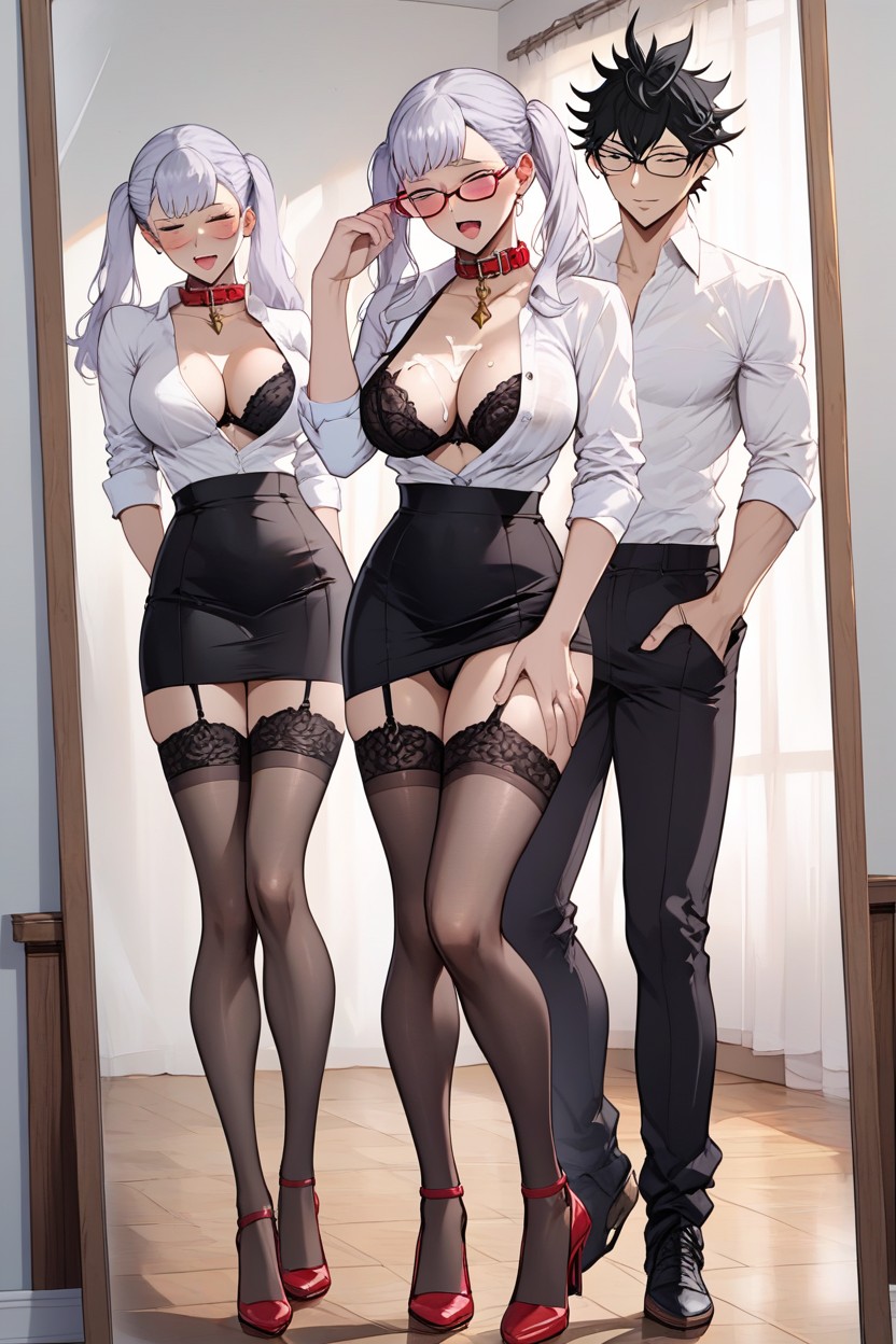 Sexy Teacher, Black Hair, Engaged Expression Hentai AI Porn