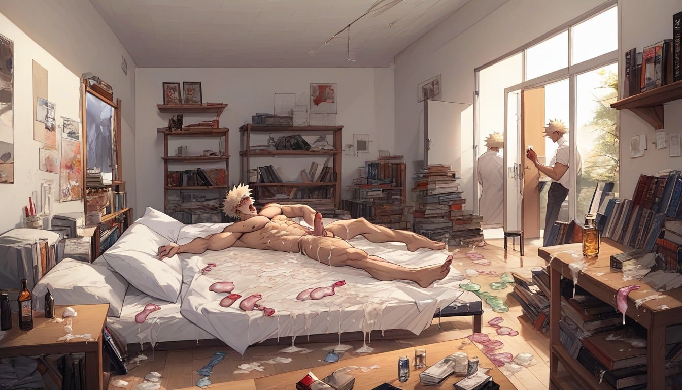 Wet, Used Condoms, Dripping Cum From Ass AI Gay Porn