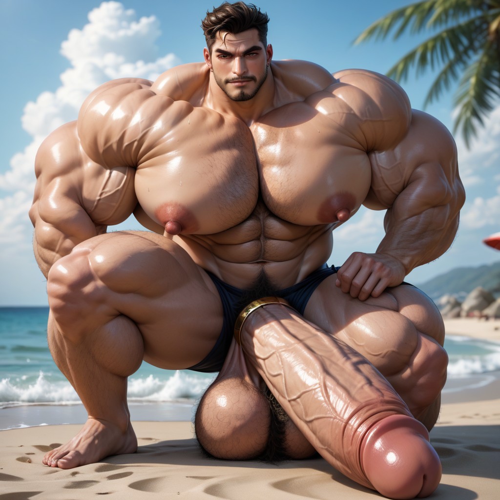 Korean, Beach, Hyper Girth AI Gay Porn