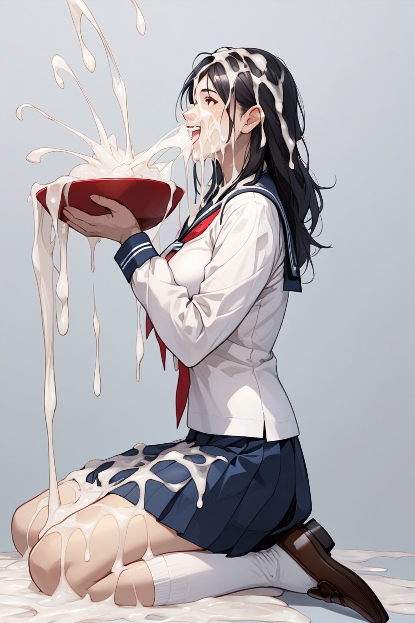 Full Body, Side View, Simple Background AI Porn