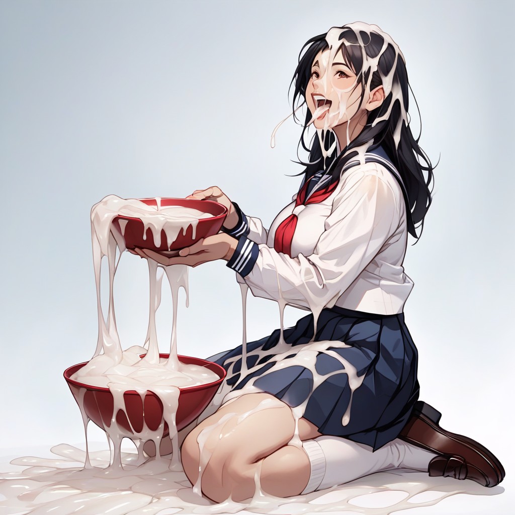 Cum In Mouth, White Socks, Excessive Cum On Face AI Porn