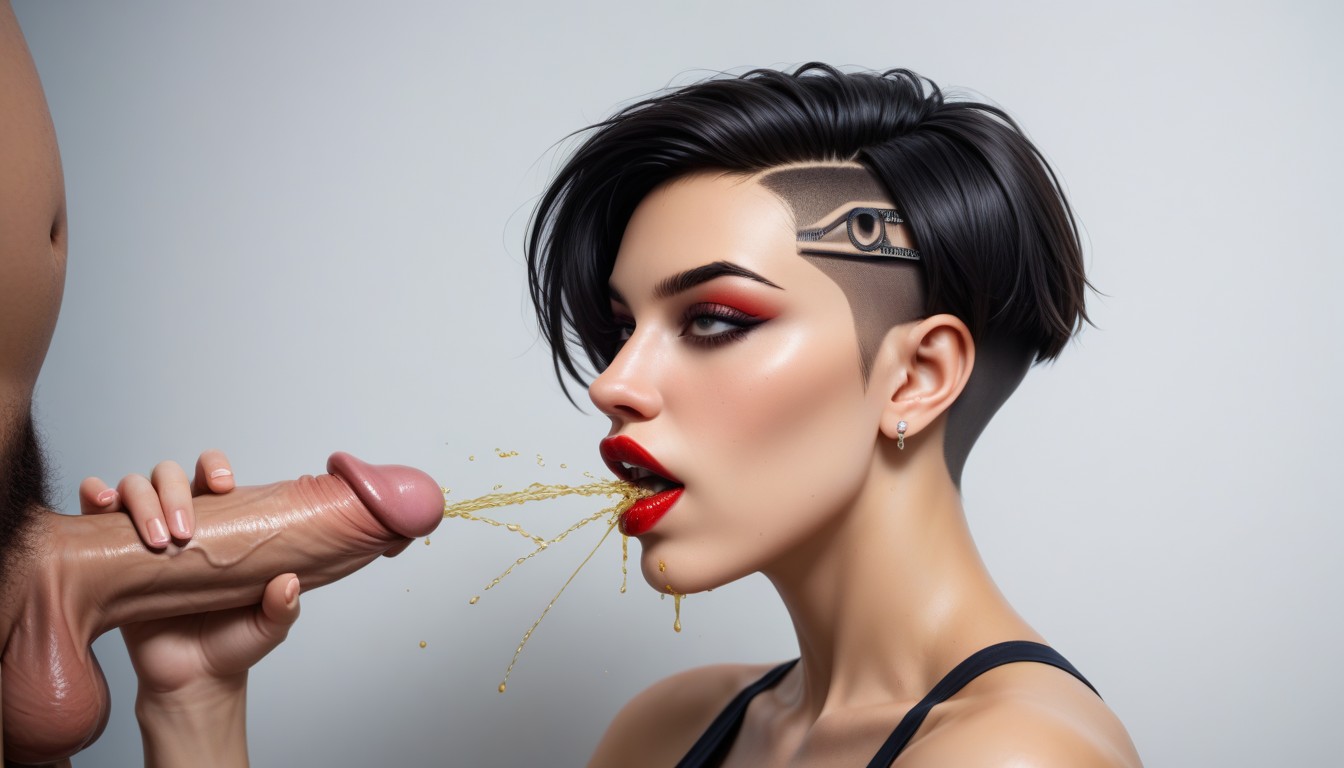 Red Lips, American Lady, Pixie Haircut AI Porn