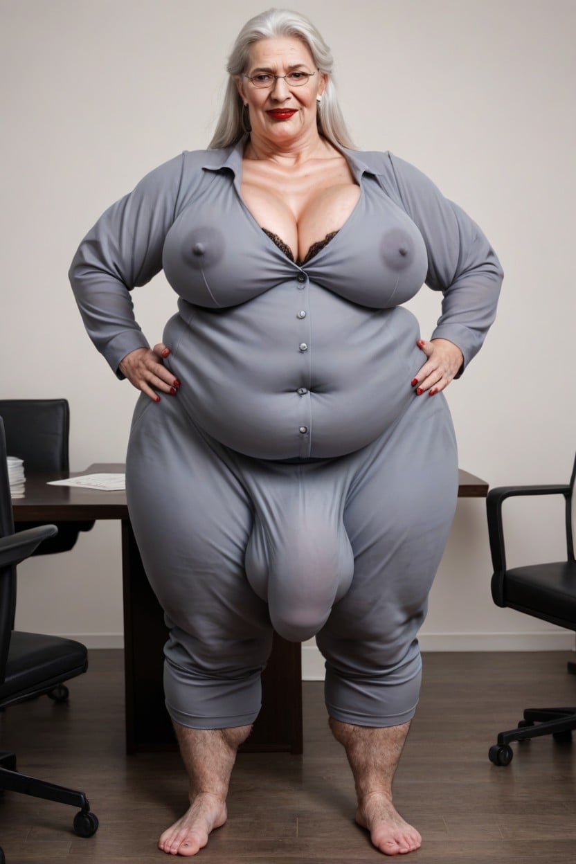 Extremely Large Ass, Obese, Dark Nipples Shemale AI Porn