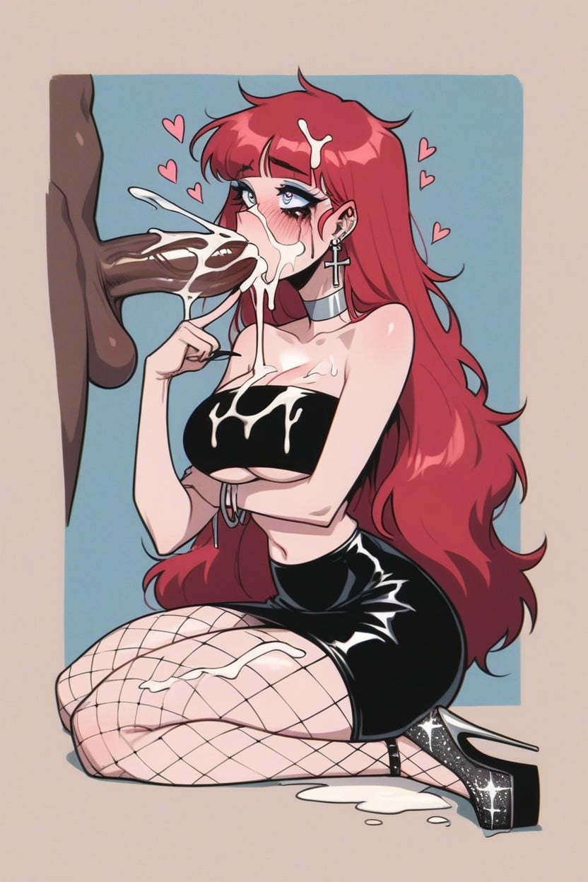Silver Bracelets, Cross Eyed, Cum On Face Hentai AI Porn