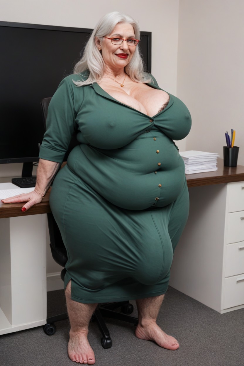 Long Length, Dark Nipples, Office Background Shemale AI Porn