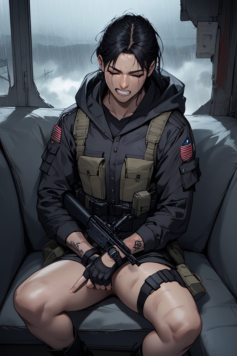 Hard Shadow, Environment, Holding A Military Rifle AI Porn