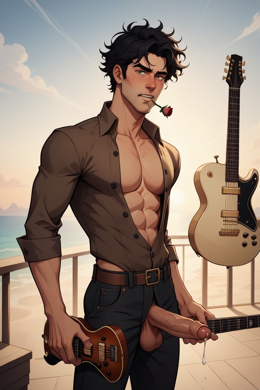 Waist, Rose In Mouth, And Abs AI Gay Porn