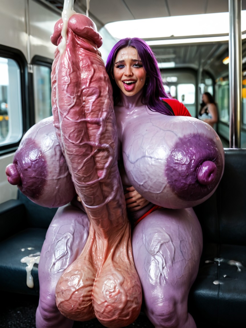 Veiny Tits, Peau Violette, Swollen Cock Veins Porno IA transsexuelle