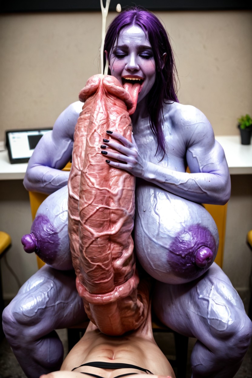 Dripping Sweat, Breast Expansion, Impossibly Long Tongue ニューハーフAIポルノ