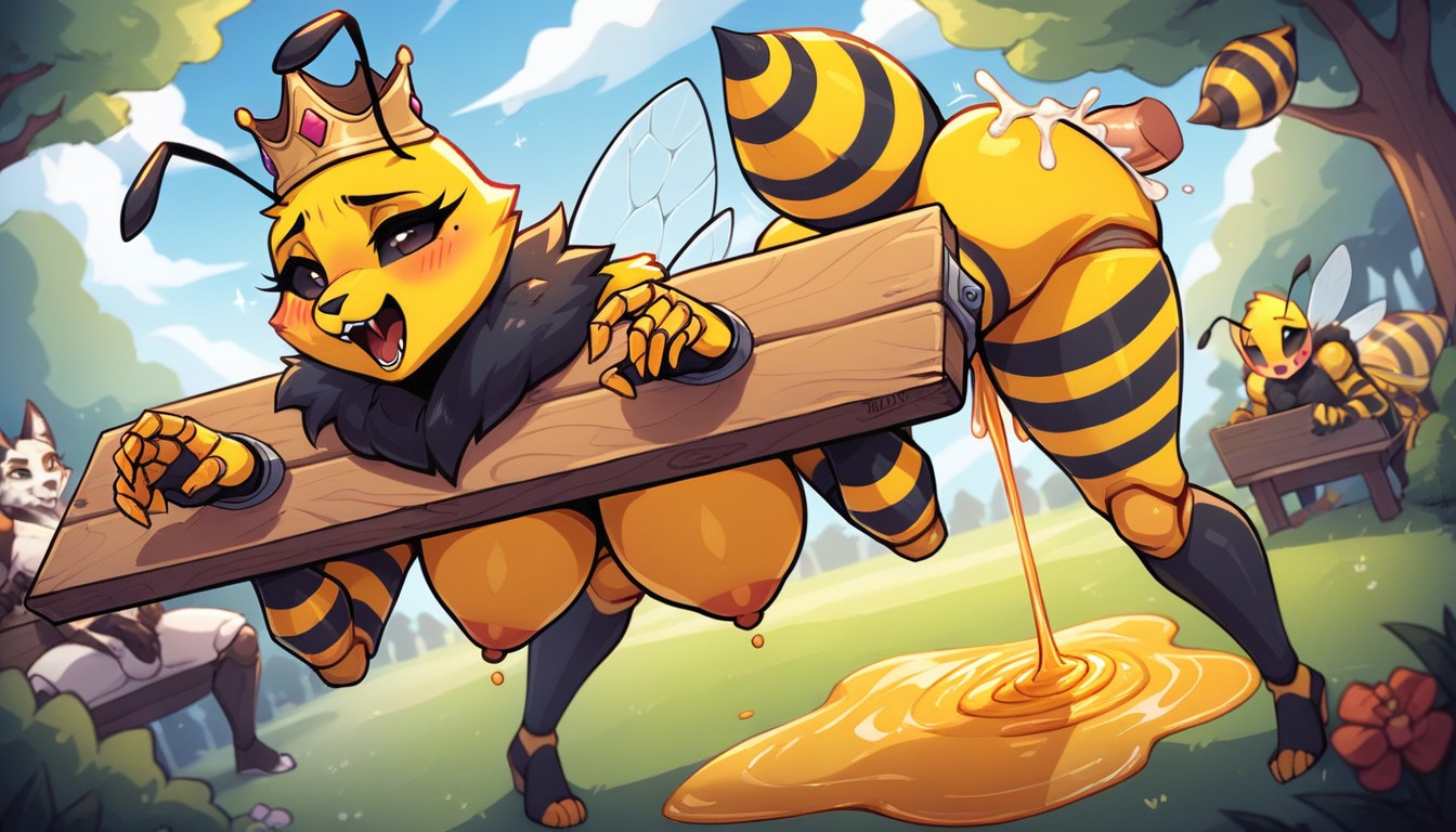 Full Body, Two Wings On The Back, Female Anthro Bee Furry AI Porn