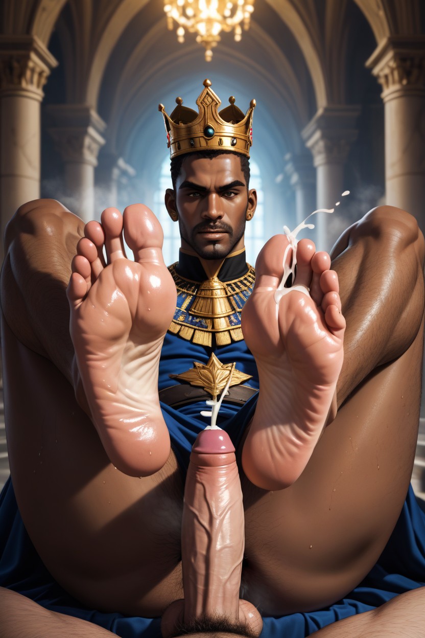 Sniffing Feet, Prince Wearing Crown, Sweaty AI Gay Porn
