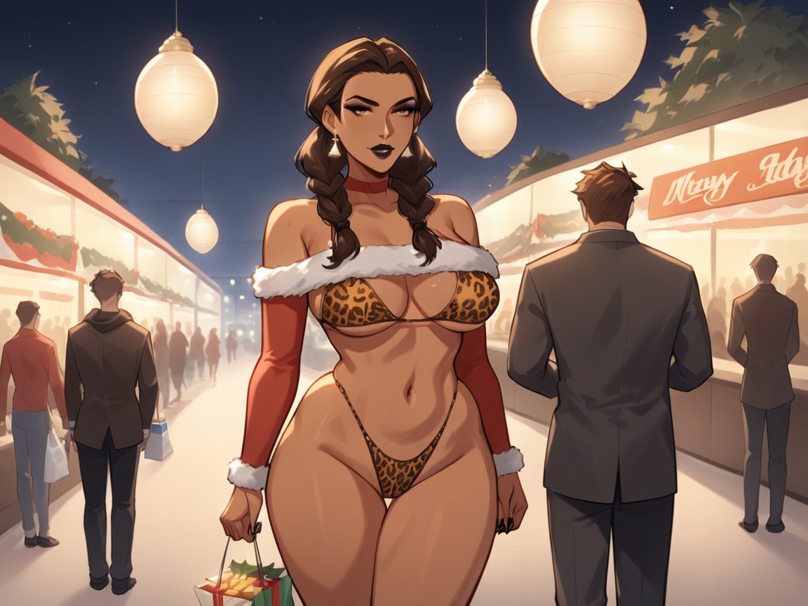 Black Nails, Christmas Decorations, Nighttime Hentai AI Porn