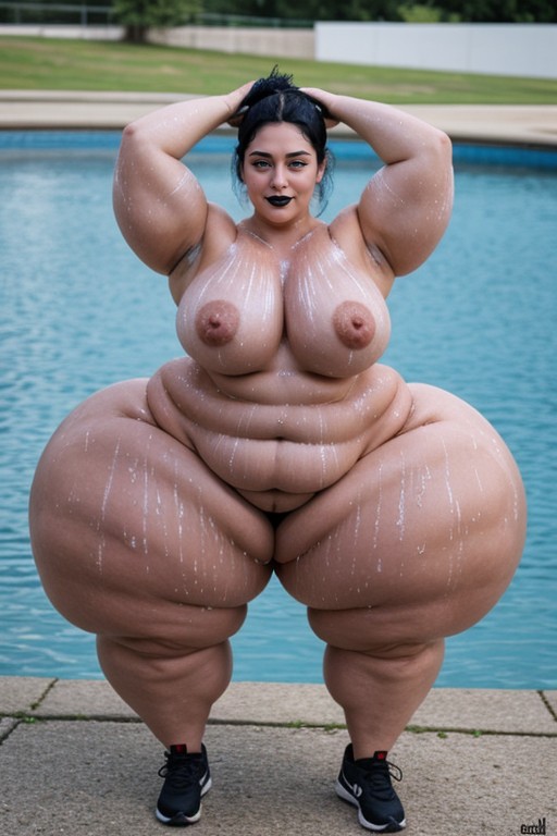 Sweaty, Chubby Arms, Long Black Hair AI Porn