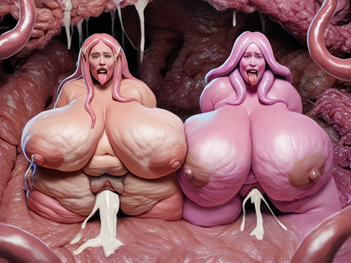 Pink Skin, Tentacle Belly, 2 People AI Porn