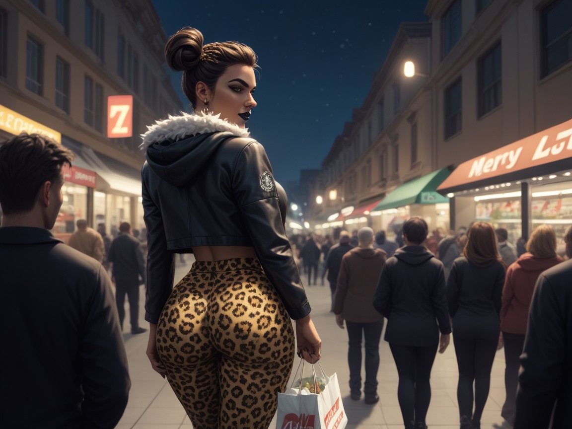 Many People Around, Dimly Lit Background, Wide Round Hips AI Porn