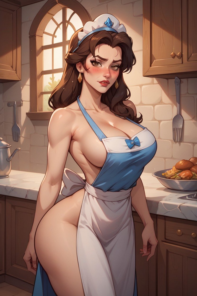 Belle From Beauty And The Beast, Nsfw, In A Medieval Kitchen Furry AI Porn