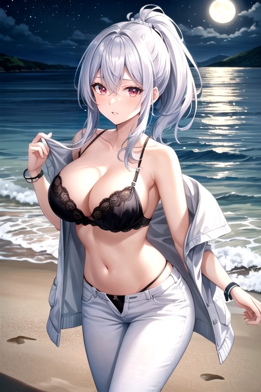White Jacket, White Hair, Night Hentai AI Porn