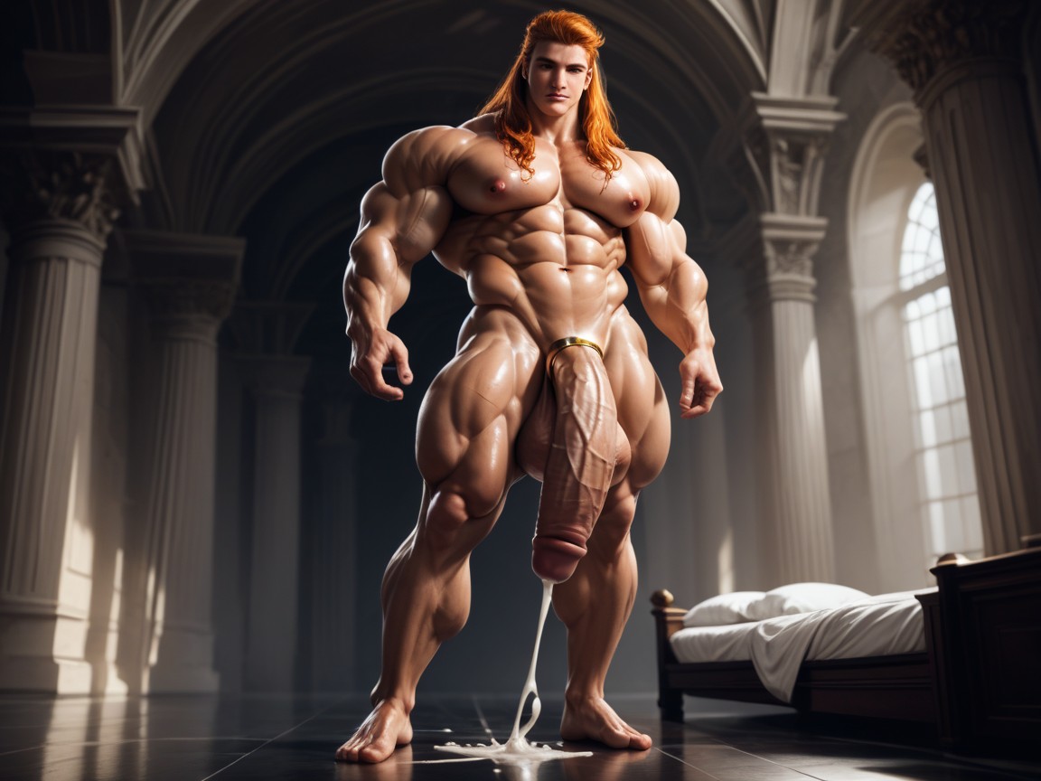 Muscular, Long Muscular Neck, Gigantic Testicles AI Gay Porn