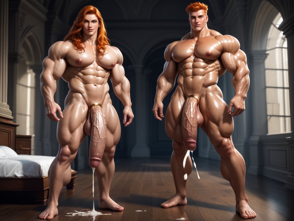 Bedroom, Gigantic Pectorals, Long Muscular Neck AI Gay Porn
