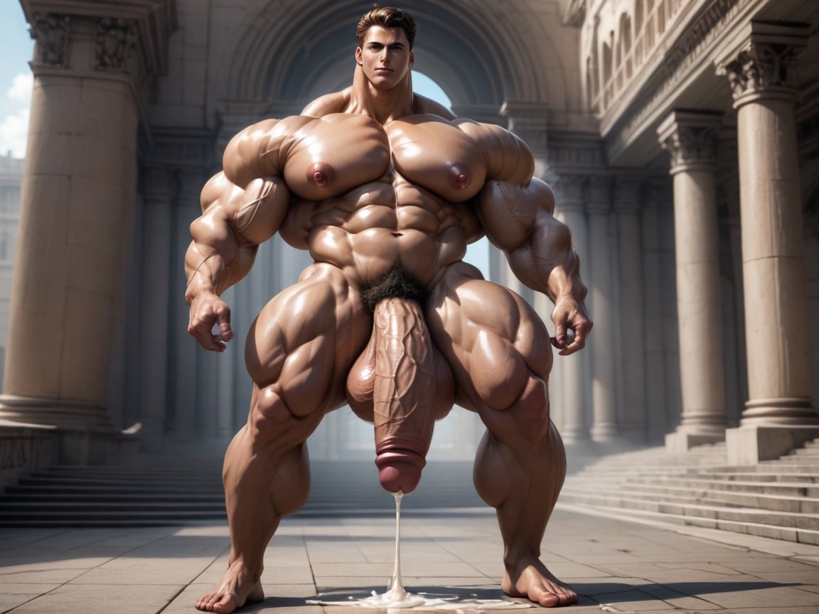 Muscular Legs, Hyper Bodybuilder, Gigantic Pectorals AI Gay Porn