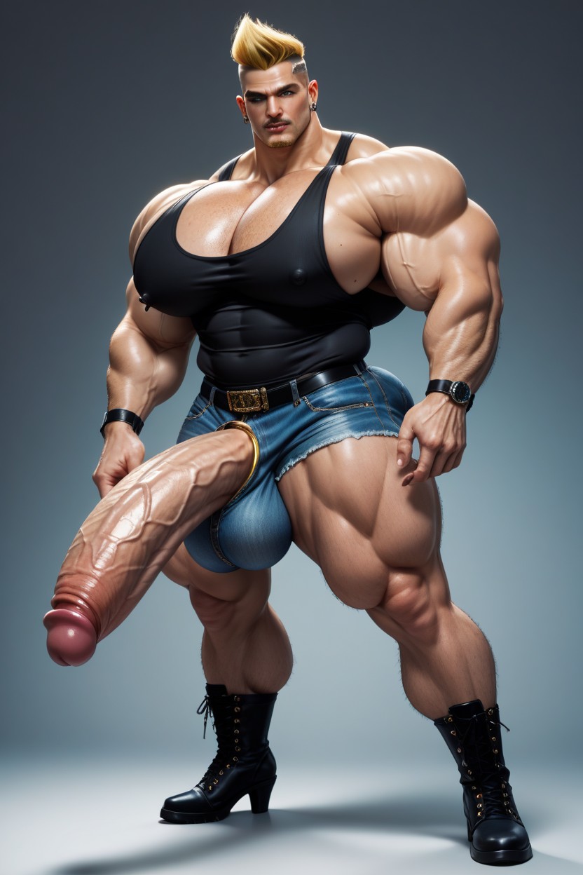 Male, Earrings, Huge Fake Breasts AI Gay Porn