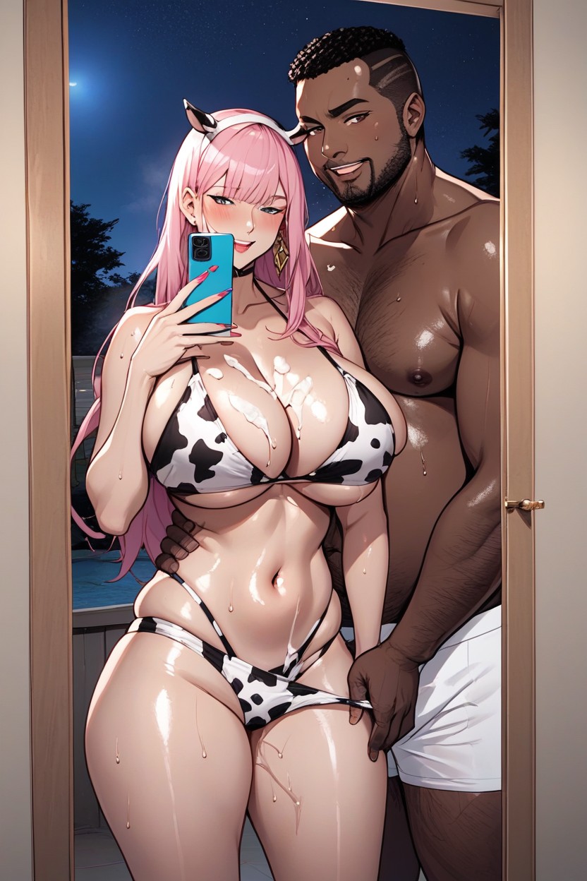 Pink Hair, African Man Lust Face Experience, Selfie Hentai AI Porn