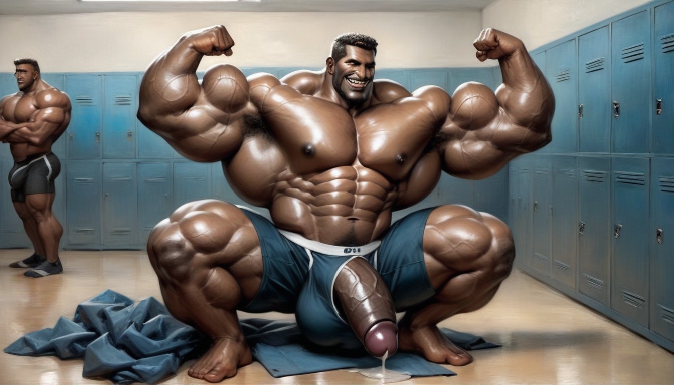 Sitting Down, Locker Room, Cock Inside Briefs AI Gay Porn