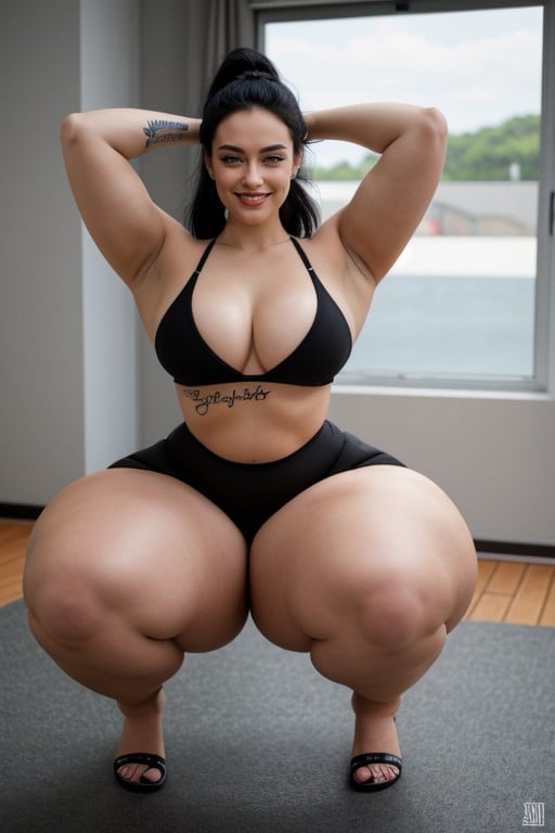 Extremely Large Ass, Massive Legs, Legs Spread Apart AI Porn