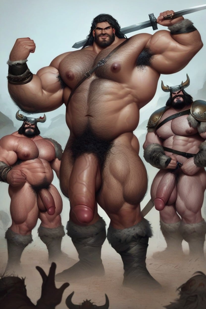 Swords, Various Body Types, Pelts AI Gay Porn